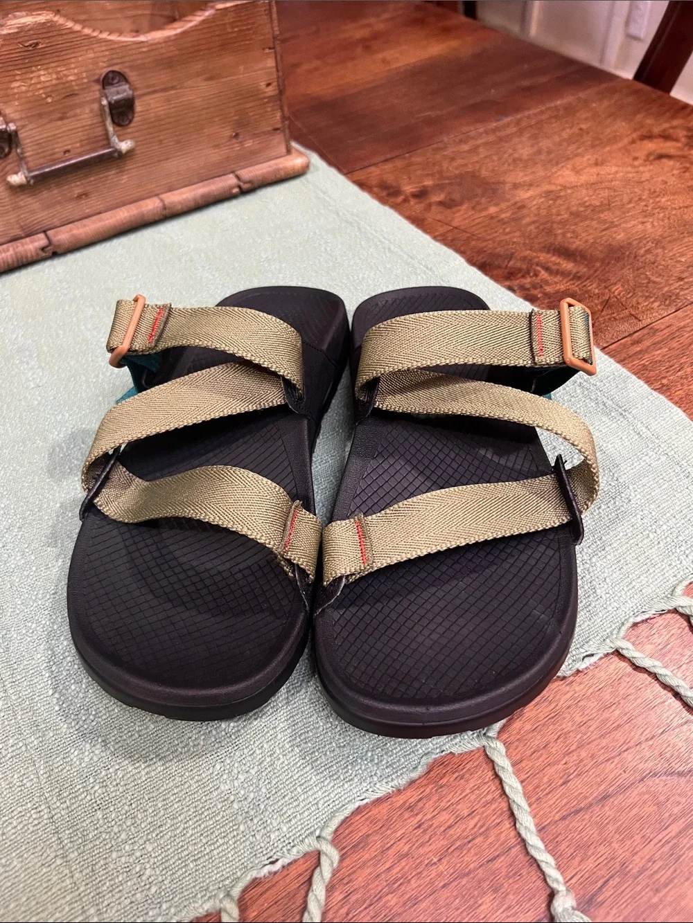 Chaco Lowdown Sandals in Avocado Teal Colorway